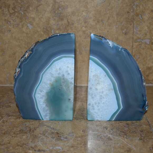 Vintage beautiful Agate Geode Quartz Crystal Rock Stone Rock Open book end - Picture 5 of 14